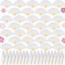 Yookeer 80 Pieces Paper Hand Fan and Organza Hand Fan Bags Bamboo Folded Hand Fan Paper Handheld Fans for Wedding Party and Home Decoration Church Wedding Gift, Party Favors, DIY Decoration(White)
