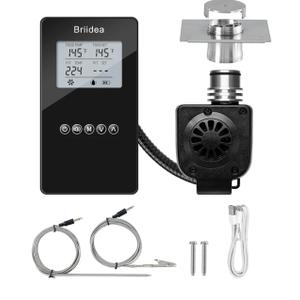 BBQ Temperature Controller, Briidea Automatic Smoker Fan Controller with Dual Probe, Compatible with Big Green Egg, Kamado Joe, Primo, Ceramic Grills, Cypress Grill, Delivers Reliable Heat Control