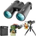 12x42 HD Binoculars for Adults High Powered with Phone Adapter, Tripod and Tripod Adapter - Large View Binoculars with Clear Low Light Vision - Binocular for Bird Watching Cruise Travel