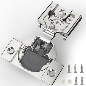 Furniware 10-Piece 5/8" Soft Close Hinges - Satin Nickel & Stainless Steel Concealed Hinges - 105 Degree