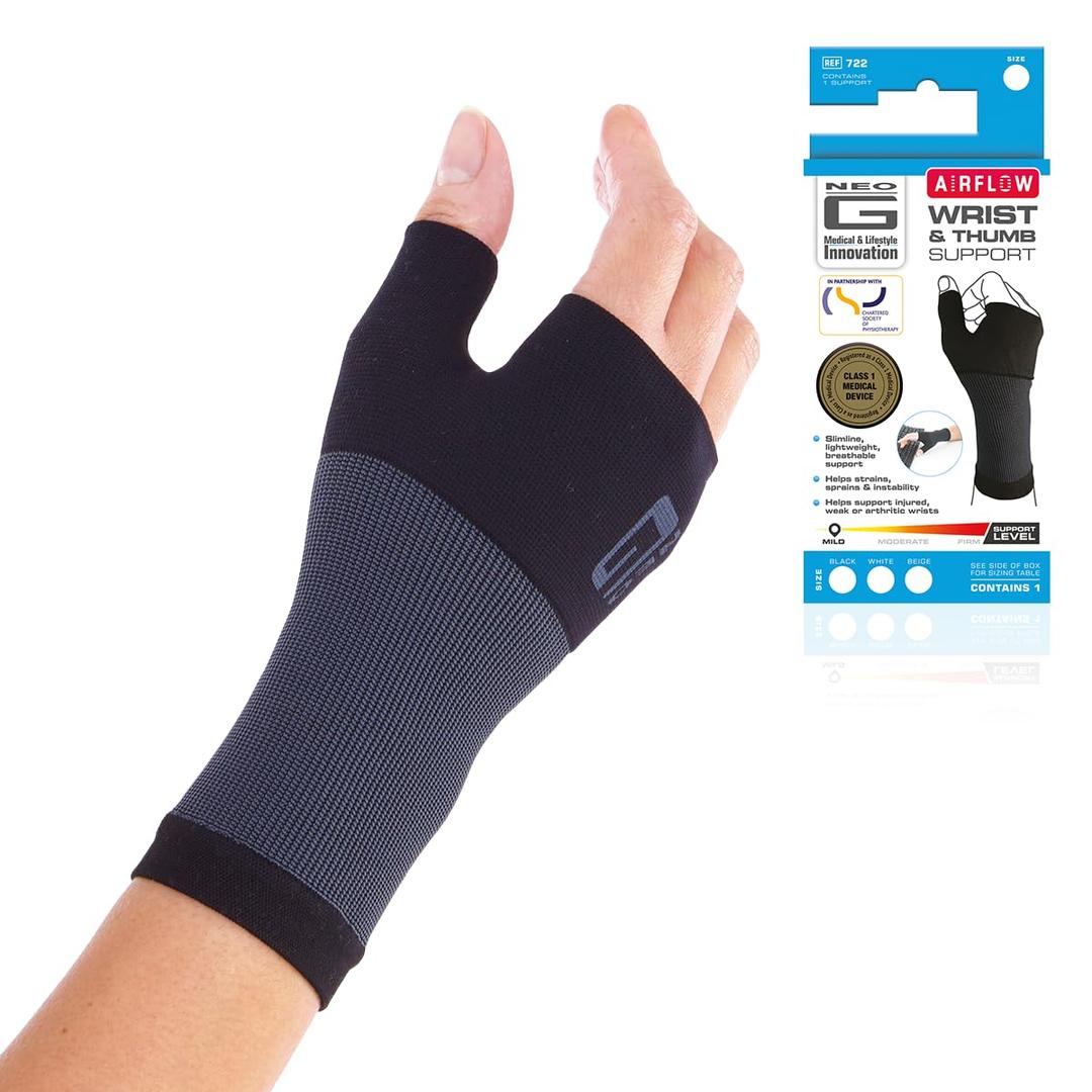 Neo-G Wrist and Thumb Support for Arthritis, Joint Pain, Tendonitis, Sprain - Wrist Brace Wrist Compression Hand Support - S - Black