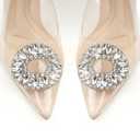 JENN ARDOR Clear Heels for Women Slingback Pointed Closed Toe Heels with Rhinestones 3 inch Comfortable Stiletto Sandals Pumps Wedding Party Dress Shoes 7 Beige