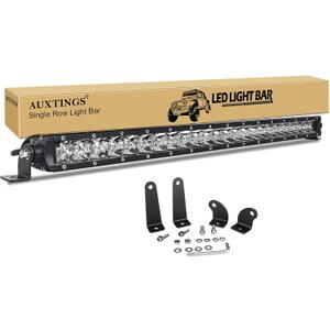 AUXTINGS 26 inch 120W Spot Single Row 10800LM Off Road LED Fog Driving Roof Bumper Light Bars 2 Style Mounting Brackets for Off Road ATV UTV Trucks Boat,12V 24V Waterproof