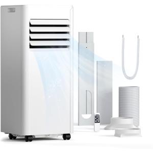 10000 BTU Portable Air Conditioner, 4-in-1 Cools 450 Sq.Ft, Quiet AC with Fan & Dehumidifier, LED Display, Remote, 24H Timer, Portable AC Units with Window Kit, for Bedroom/Office/Dorms