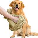Muddy Mat Doggy Dryer, Highly Absorbent Microfiber Washable Dog Shammy Quick Drying Towel Absorber - Extra Soft Plush Wrap Chenille Bath Towels to Dry Soggy Large Pets & Small Puppy-Beige 15"x38"