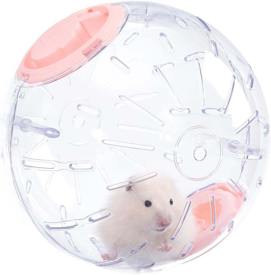7.9 Inch Hamster Ball, Running Ball Toy, Transparent, Breathable, Promote Exercise Health, Reduce Stress, Easy to Clean, Hamster Accessory, for Syrian Dwarf Hamster, Gerbils, Mice, Small Pets, Pink
