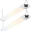 ALUSSO LED Shop Lights 4FT for Garage, 4800LM Super Bright, Adjustable 2700K 3000K 4000K 5000K 6500K, 120V, Warm to Cool Daylight Linkable Shop Lights for Workshop/Basement, ETL Listed, 2 Pack