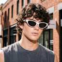 FEISEDY Trendy Cat Eye Sunglasses for Women Men, Retro Narrow Cateye Frame Chic Womens Sunnies B9180