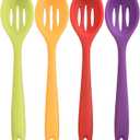 4 Pieces Silicone Slotted Spoons,Nonstick Mixing Serving Spoons for Kitchen Cooking Bake Stir Draining Tool