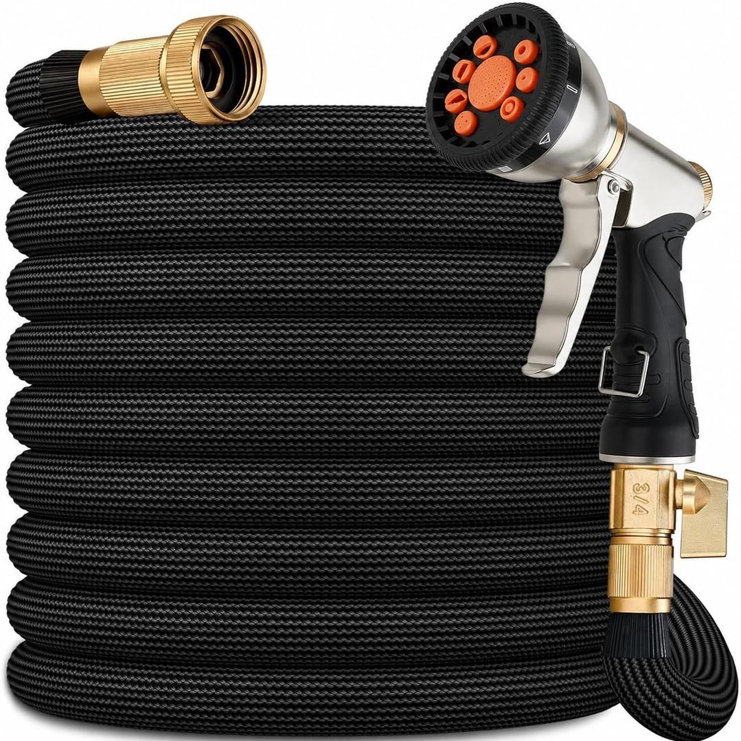 Flexible Garden Hose 50ft,Ultra Lightweight Water Hoses,Leak-Proof,Sturdy | Anti-burst Fabric with 10 Function Sprayer and 3/4" Solid Brass Fittings,Kink-Free&expandable,hose for Yard,Lawn,Outdoor