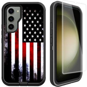 Compatible for Samsung Galaxy S23 Case Old American USA Flag Design with Screen Protector [Military Grade Protection] Heavy Duty Shockproof Case for Samsung Galaxy S23 6.1inch