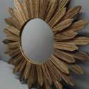 Honiway Mirror Wall Decor 21 inch Rustic Wood Boho Aesthetic Mirror for Room & Home Decor Farmhouse Wall Decor at Living Room Bedroom Carbonized Black