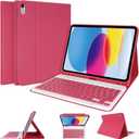 LAMA for iPad (A16) 11th Gen 2025 /10th Gen 2022 Keyboard Case, Thin & Light Cover with Pencil Holder, Magnetic Case with Keyboard for iPad 11-inch (A16) 11th /10.9-inch 10th Generation,Watermelon Red