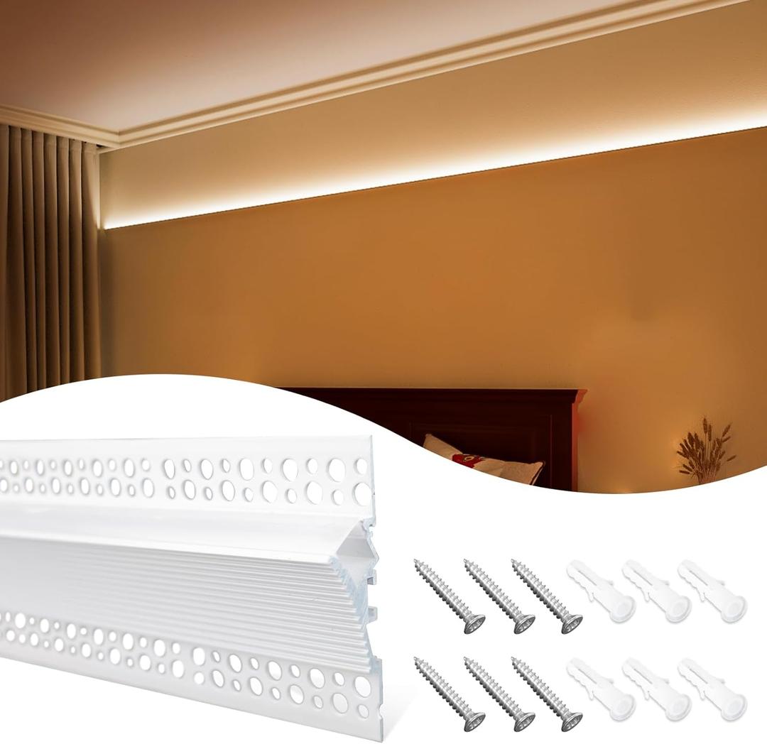 Muzata 5Pack 3.3FT/1M Plaster-in LED Channel Wall Light Decoration Aluminum LED Diffuser Channel with Spotless Milky White Cover Drywall Ceiling U130 HW 1M