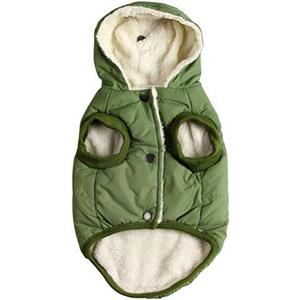 Vecomfy Fleece Lining Extra Warm Dog Hoodie in Winter,Small Dog Jacket Puppy Coats with Hooded Green S