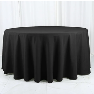 Balsa Circle Balsa Circle2 pcs 120 inch White Round Tablecloths Fabric Table Cover Linens for Wedding Party Polyester Reception Banquet Events Kitchen Dining Black