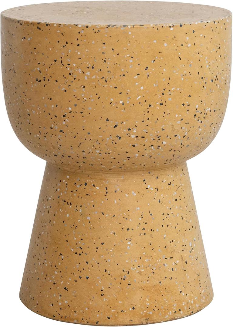 Creative Co-Op Round Terrazzo Table Stool, Mustard Color, 13 inches x 13 inches x 17.75 inches