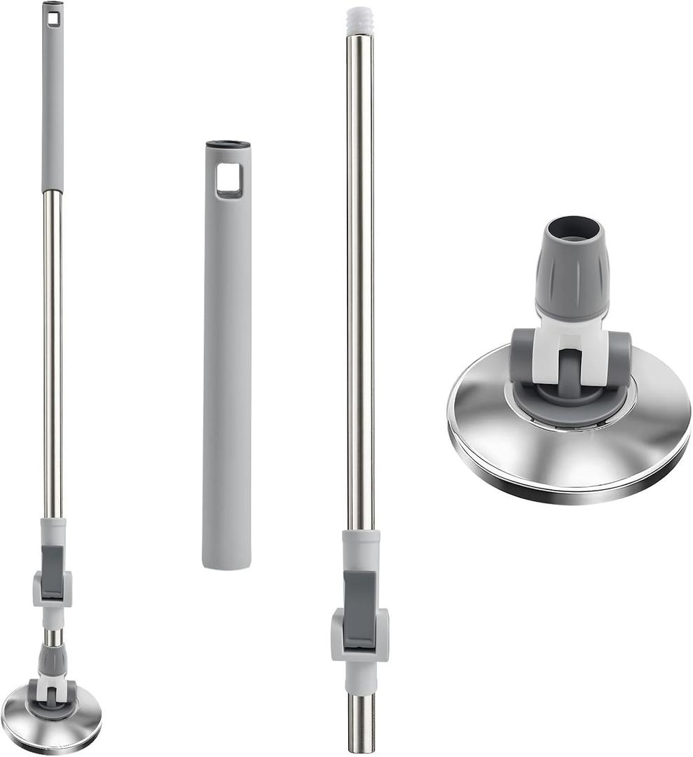 Spin Mop Replacement Handle 360 Rotation Adjustment 53.5-inch Telescopic Mop Replacement Pole Durable Stainless Steel Pad for Cleaning Various Household Surfaces