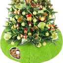Green Fluffy Cat Tunnel Christmas Tree Skirt - Cat Donut Bed, Christmas Tree Protector from Cats, Xmas Small Medium Large Cats Gifts Accessories