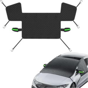 Car Windshield Snow Cover, Waterproof Vehicle Windscreen Front Window Snow Ice Protector with Side Mirror Cover, Removal Auto Windshield Frost Protection, Universal Fit (Black)
