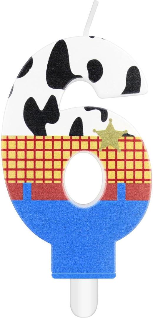 Number 6 Birthday Candles,Toy Theme Cake Toppe,Cartoon Number 6 Candles,Cowboy Six Cake Decoration,Cowgirl Party of Baby Shower for Boy Girl Birthday Supplies