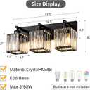Black Bathroom Vanity Light 3 Lights, Crystal Bathroom Wall Light Fixtures Modern Vanity Light Over Mirror (Exclude Bulb)