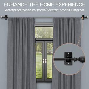 CIEMGNZOC 2 PCS Curtain Rod Bracket Holder, Universal Self Adhesive Wall Mount fits Support Curtain 0.6'' to 1.5'' Curtain Rod, Curtain Rod Hooks for Bathroom Kitchen(Curtain Rod Not Included)(Black)