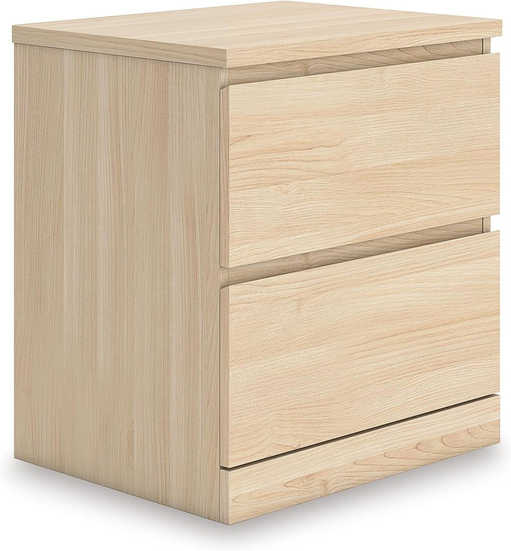 Signature Design by Ashley Onita Contemporary 2-Drawer Nightstand with Storage, Light Brown, 19.61" W x 15.35" D x 21.61" H