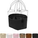 Luxury Silk Purse Organizer for Picotin18 - Silky Smooth Handbag Insert with Hidden Zipper, Lightweight and Supportive Tote Shaper for Elegant StorageBlack (PC18)