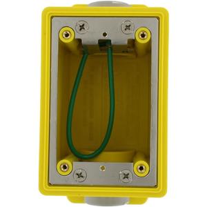 Leviton FDBX1-Y FD Box, Single-Gang, 26.0 Cubic Inch Capacity, 1-Inch NPT Openings, Includes Plugs and Stainless Steel Device Mounting Plate, Yellow