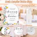 4 x Acrylic Wedding Signs To Our Loved Ones Who Are Dancing With Us In Heaven, 6x8" Floral Themed Arch Acrylic Memorial Table Decor, Love Is In Bloom Decorations for Bridal Shower Engagement Party