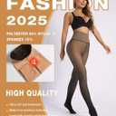 MERYLURE High Waist Fleece Lined Tights Women Skin Tone, Fake Translucent Winter Warm Pantyhose Thick Thermal Leggings (Black, S)