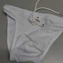 MIZOK Men's Sexy Low Rise Swimsuits Bikini Swimming Briefs Swimwear with Adjustable Drawstring (White, M)