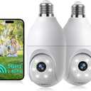Light Bulb Security Camera Wireless Outdoor, 5G&2.4G WiFi Cameras for Home Security with Patrol, AI Human Detection, Motion Tracking, 2-Way Talk, Color Night Vision, SD/Cloud, 24/7 Recording(2 PACK)