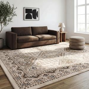 nuLOOM 3x5 Becca Traditional Tiled Area Rug, Beige, Faded Transitional Design, Stain Resistant, For Bedroom, Dining Room, Living Room, Hallway, Office, Kitchen, Entryway