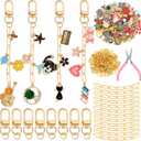Tondiamo 286 Pcs Gold Keychain Making Kit Bulk Bag Charm Kit 120 Charms 20 Keychain Clips with Key Ring Swivel Snap Hook Lobster Claw Clasps 120 Jump Ring 25 Extender Chain Jewelry Plier DIY Craft