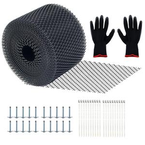 Gutter Guard 6 inchx100 Feet Roll with Fixed Cable and Self-Tapping Screws,Leaf Filter Gutter Protection Roll Aluminum Gutter Guards Mesh for Leaves, Twigs, Branches Black