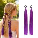 Purple Hair Extensions Colored Ponytail Extensions Festival Braiding Hair Accessories for Women 20 Inch Crazy Hair Day Accessories for Girls Synthetic Mixed Tinsel Ponytail Braids 2Packs 100g