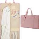 BAGSMART Garment Bags for Travel Foldable Carry on Suit Carrier for Hanging Clothes Stylish Dress Carrier Large Convertible Weekender Garment Bags for Women Men (Sleek Dark Pink)