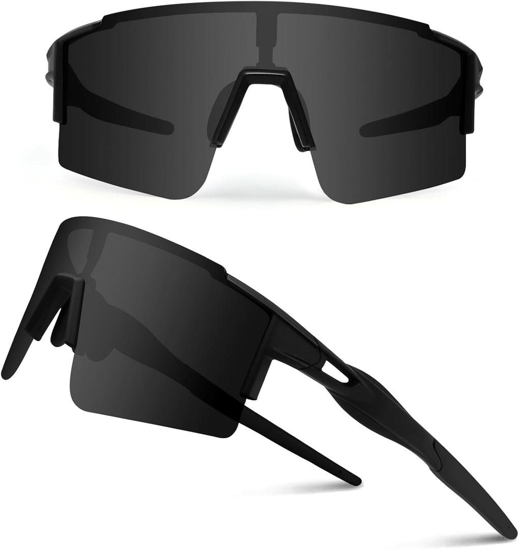 Ukoly Cycling Sunglasses for Men Women with 3 Interchangeable Lenses, Polarized Sports Sunglasses, Baseball Sunglasses (Grey-1 Lens)