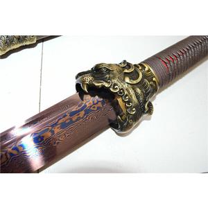 Zhmyyxgs Hand-Forging Dragon/Tiger Broadsword Dao Sharp Blue Damascus Steel Kungfu