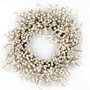24" Berry Wreaths for Front Door - Water Resistant, Stunning Door Wreath on Grapevine (White Cream Berry)