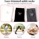 3 Pairs Charm Bow Sock Cute Crew Socks, Casual Dress Ruffle Aesthetic Fashion Women Socks Breathable Kawaii Princess Cotton Bowknot Calf Novelty Socks