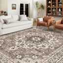 TOPRUUG Washable Oriental Area Rug - 10x14 Rugs for Living Room Soft Carpet for Bedroom Waterproof Floral Distressed Indoor Stain Resistant Non-Shedding Floor Carpets (Beige, 10X14)