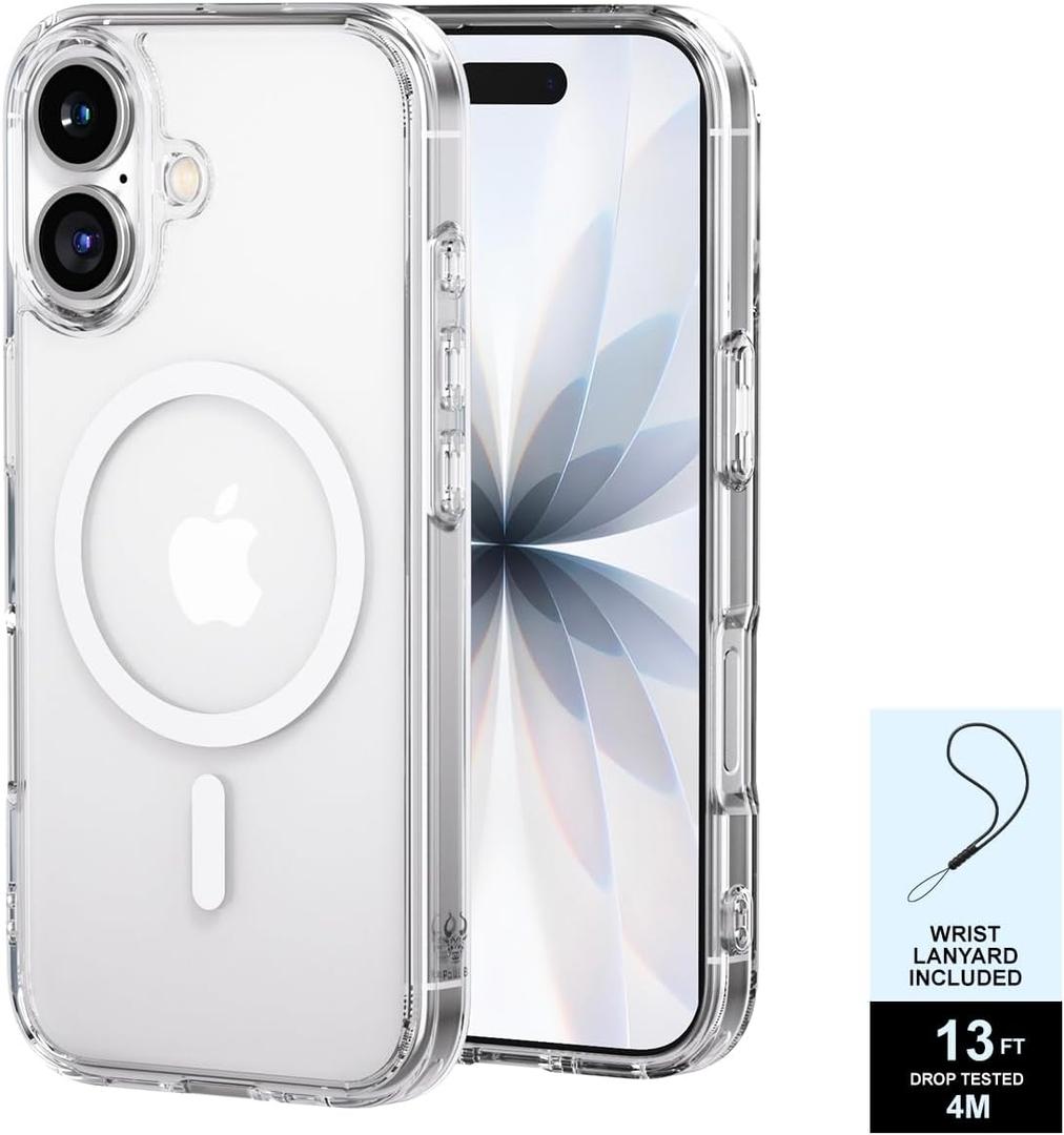 PAUL B for 2025 iPhone 17 Case (Compatible with MagSafe) Military Grade Drop Protection(Drop Tested up to 13FT) Anti Yellowing | Magnetic Rugged Shockproof Phone Cover (Clear, iPhone 17)