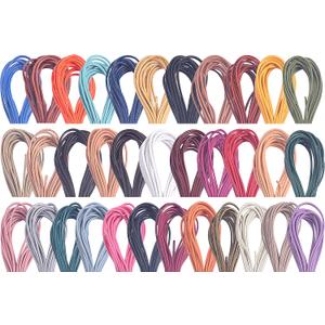 KONMAY 50 Yards 2.0mm 10 Colors Round Jewelry Real Leather Cord, Leather String for Crafting, Braiding