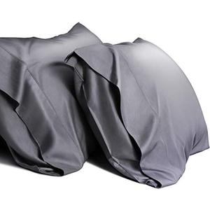WishSmile Cooling Queen Pillow Cases Set of 2 Breathable Cool Silky Soft Rayon Derived from Bamboo Fabric, Moisture Wicking for Hot Sleepers,Hair and Skin Friendly,Dark Grey,2 Pack,20x30IN