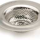 RSVP International Endurance Stainless Steel Large Sink Strainer, 4.5" | Traps Food Scraps | Polished Finish with Precision Pierced Holes | Dishwasher Safe