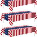 Childom 3 Pack Patriotic Tablecloth,Disposable Plastic Tablecloth 54"x108" Patriotic Decorations,Birthday Party Table Cloth for Kids,Patriotic Themed Party Supplies for Outside,Picnic,Camping,Memorial