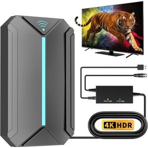 TV Antenna Indoor for Local Channels, Digital Antenna for Smart TV, Amplified Signal Booster Long Range Reception with 1200+ Miles,Supports 4K 1080p HD, Long Range Antenna for HDTV Without Cable